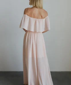 BB Custom Victoria Off Shoulder Maxi Dress | Blush
