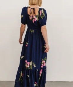 SL Abby Square Neck Maxi Dress | Navy Blue Floral