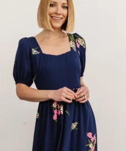 SL Abby Square Neck Maxi Dress | Navy Blue Floral