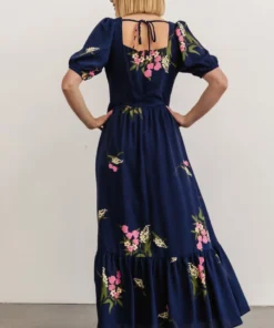 SL Abby Square Neck Maxi Dress | Navy Blue Floral