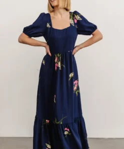 SL Abby Square Neck Maxi Dress | Navy Blue Floral