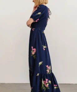 SL Abby Square Neck Maxi Dress | Navy Blue Floral