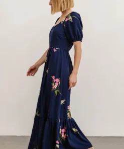 SL Abby Square Neck Maxi Dress | Navy Blue Floral
