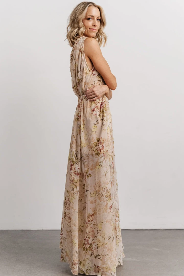 AK Adria Tank Maxi Dress | Tan Multi Floral 4 AK Adria Tank Maxi Dress | Tan Multi Floral