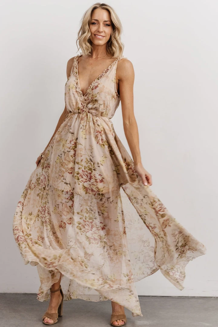 AK Adria Tank Maxi Dress | Tan Multi Floral 1 AK Adria Tank Maxi Dress | Tan Multi Floral