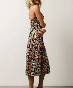 Agnes Slip Midi Dress | Black Multi Floral