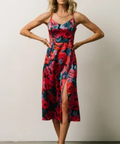 Dresses Agnes Slip Midi Dress | Blue + Pink Multi Floral