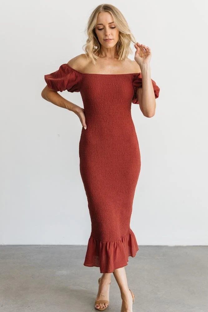 RR Alana Smocked Midi Dress | Clay Dresses 1 RR Alana Smocked Midi Dress | Clay Dresses