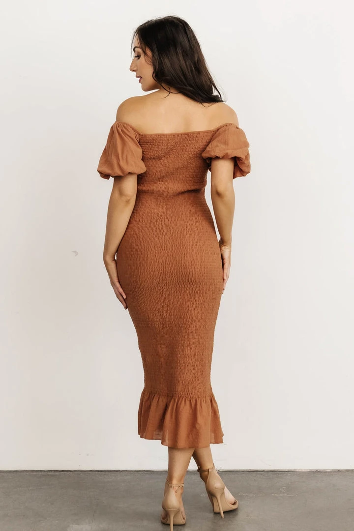 RR Alana Smocked Midi Dress | Mocha 9 RR Alana Smocked Midi Dress | Mocha
