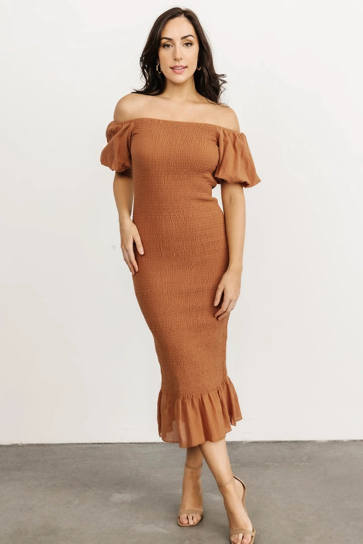 RR Alana Smocked Midi Dress | Mocha 8 RR Alana Smocked Midi Dress | Mocha