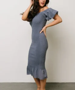 RR Dresses Alana Smocked Midi Dress | Slate