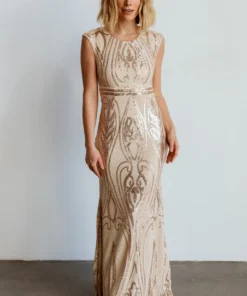 RR Alessia Sequin Gown | Champagne Dresses