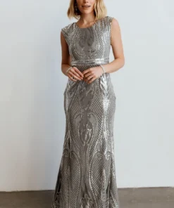 RR Alessia Sequin Gown | Pewter Dresses
