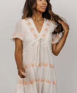 POL Alexis Embroidered Baby Doll Dress | Natural