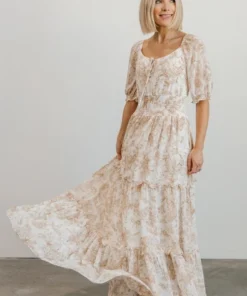 BB Custom Alice Smocked Maxi Dress | Taupe Print