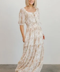BB Custom Alice Smocked Maxi Dress | Taupe Print 12 BB Custom Alice Smocked Maxi Dress | Taupe Print
