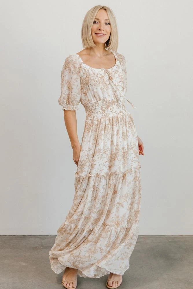 BB Custom Alice Smocked Maxi Dress | Taupe Print 5 BB Custom Alice Smocked Maxi Dress | Taupe Print