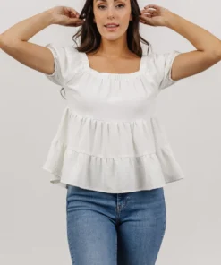 GIL Alina Tiered Top | White