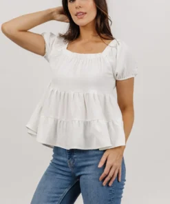 GIL Alina Tiered Top | White