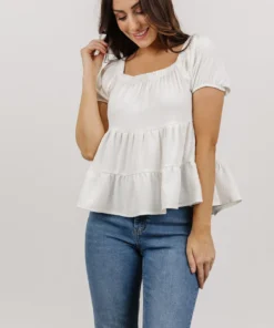GIL Alina Tiered Top | White