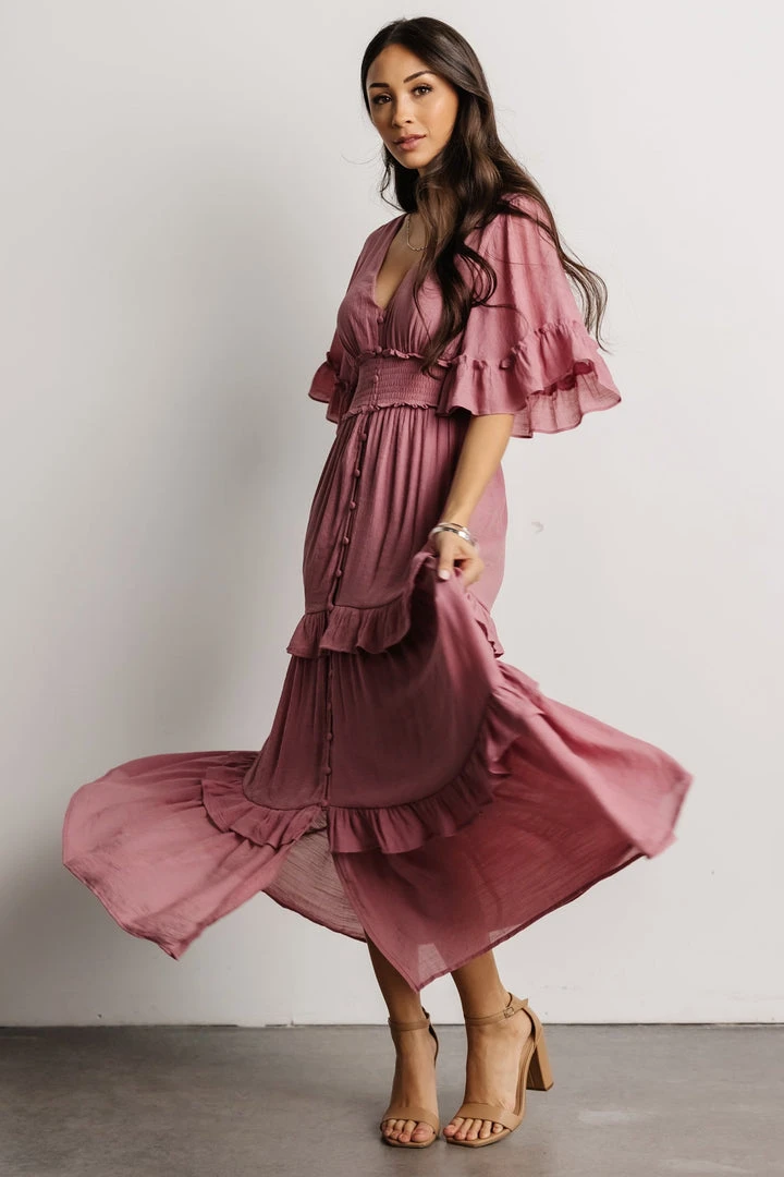 FT Alta Tiered Maxi Dress | Dusty Mauve Dresses 3 FT Alta Tiered Maxi Dress | Dusty Mauve Dresses