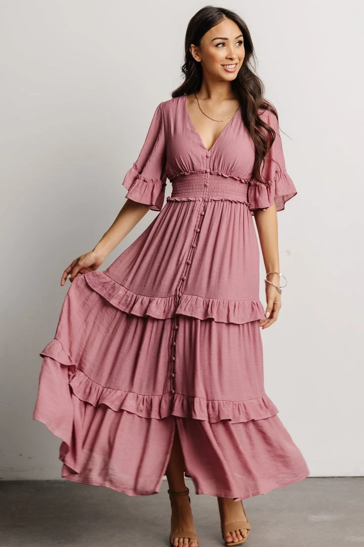 FT Alta Tiered Maxi Dress | Dusty Mauve Dresses 1 FT Alta Tiered Maxi Dress | Dusty Mauve Dresses