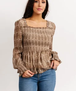 IL Alvina Smocked Top | Brown Multi Print 12 IL Alvina Smocked Top | Brown Multi Print