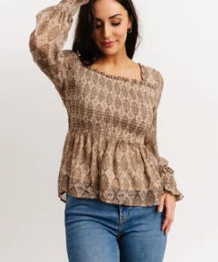 IL Alvina Smocked Top | Brown Multi Print 11 IL Alvina Smocked Top | Brown Multi Print