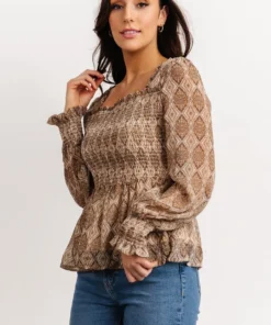 IL Alvina Smocked Top | Brown Multi Print 13 IL Alvina Smocked Top | Brown Multi Print