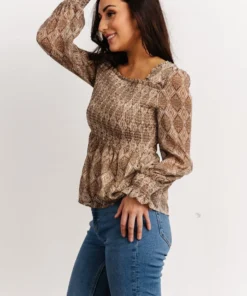 IL Alvina Smocked Top | Brown Multi Print 10 IL Alvina Smocked Top | Brown Multi Print