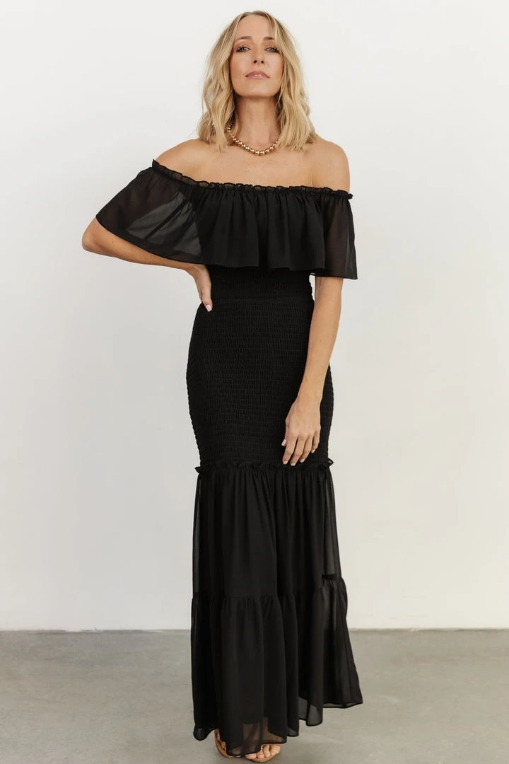 JH Amalfi Smocked Maxi Dress | Black 1 JH Amalfi Smocked Maxi Dress | Black