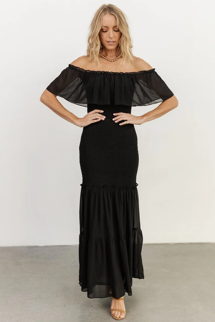 JH Amalfi Smocked Maxi Dress | Black 7 JH Amalfi Smocked Maxi Dress | Black