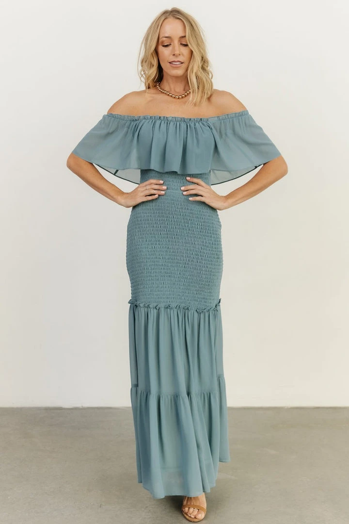 JH Dresses Amalfi Smocked Maxi Dress | Blue 9 JH Dresses Amalfi Smocked Maxi Dress | Blue