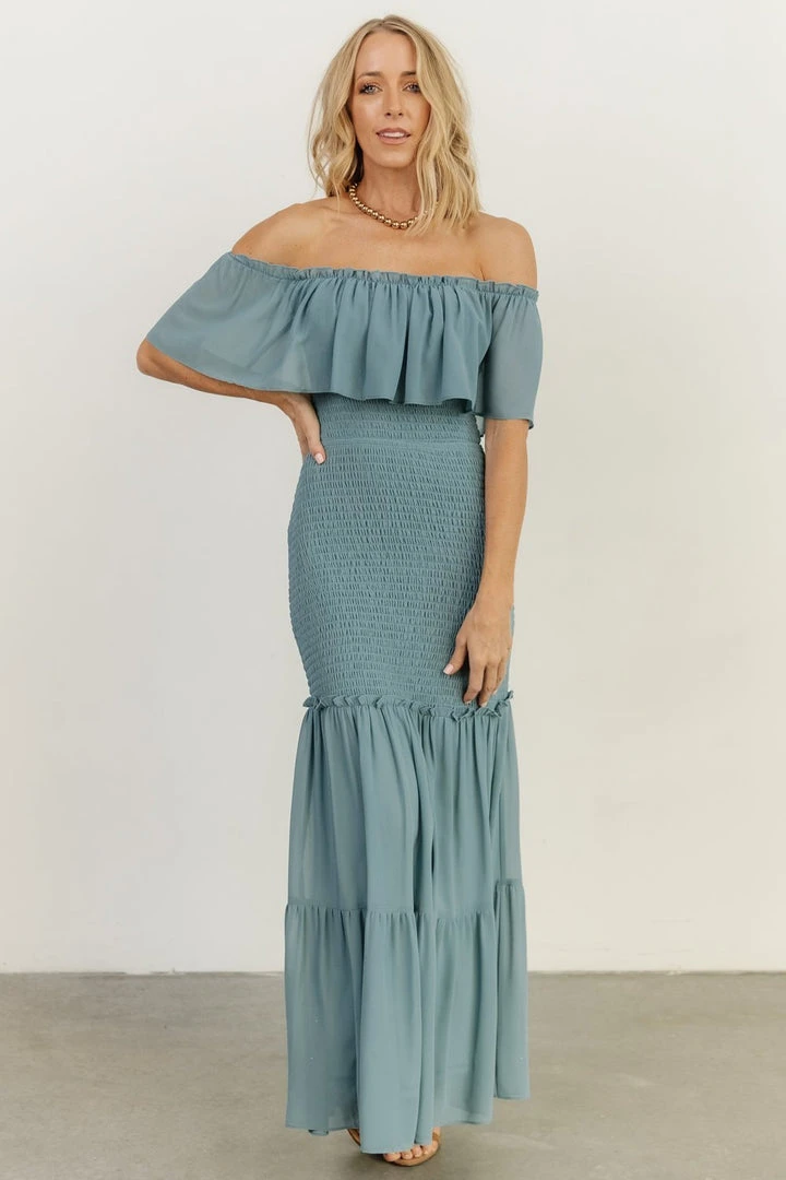 JH Dresses Amalfi Smocked Maxi Dress | Blue 4 JH Dresses Amalfi Smocked Maxi Dress | Blue