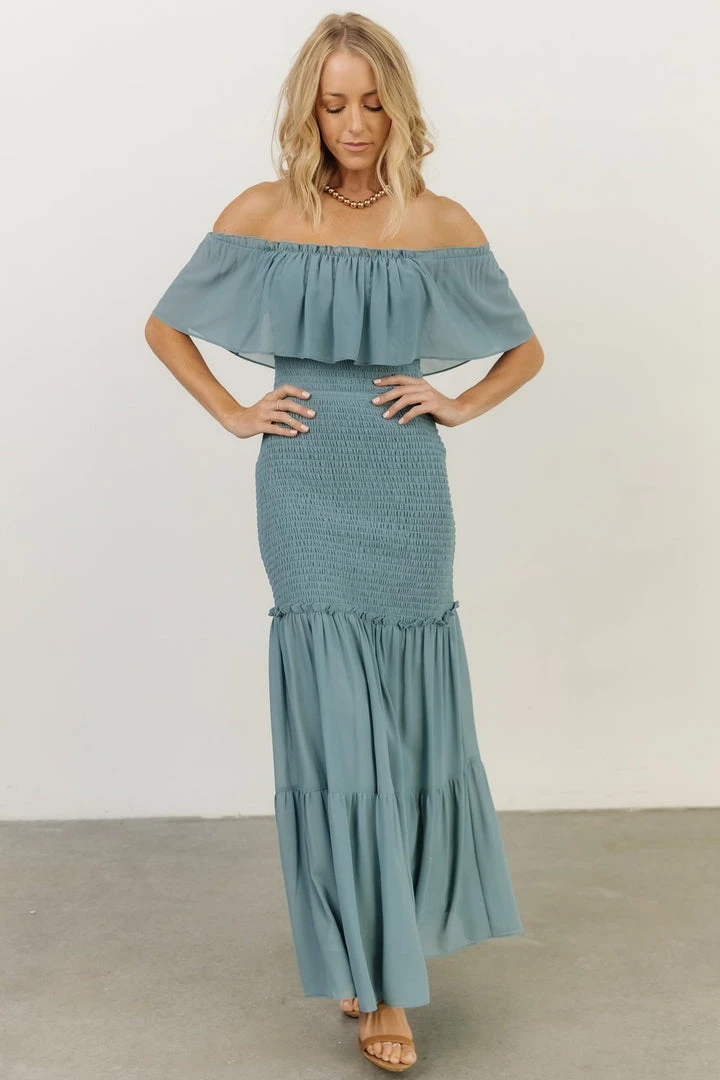 JH Dresses Amalfi Smocked Maxi Dress | Blue 1 JH Dresses Amalfi Smocked Maxi Dress | Blue