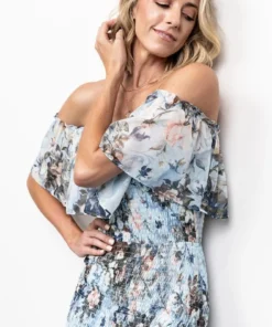 JH Amalfi Smocked Maxi Dress | Blue Floral Dresses