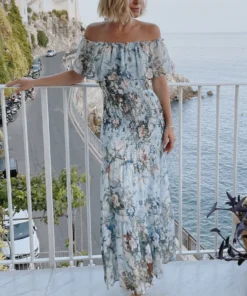 JH Amalfi Smocked Maxi Dress | Blue Floral Dresses