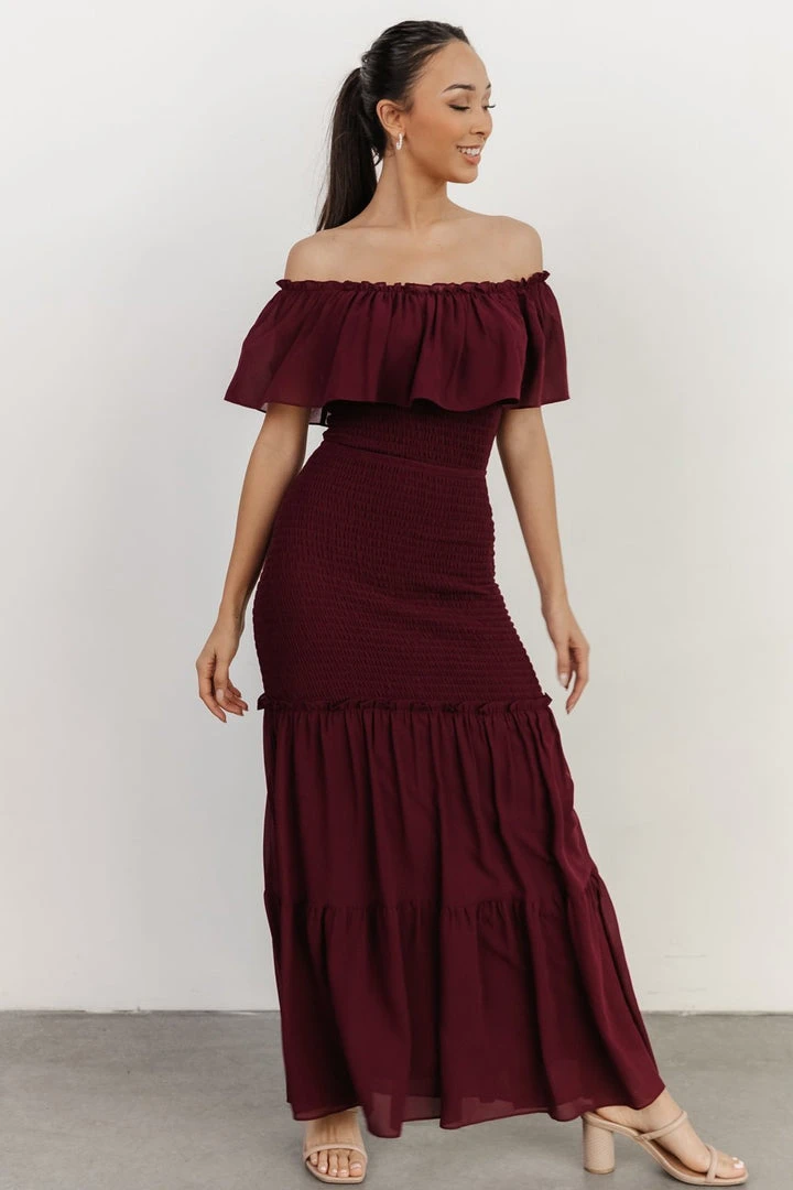 JH Dresses Amalfi Smocked Maxi Dress | Mulberry 1 JH Dresses Amalfi Smocked Maxi Dress | Mulberry