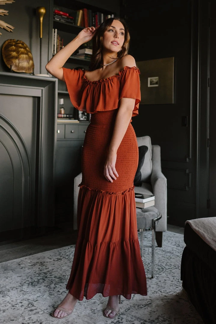 JH Dresses Amalfi Smocked Maxi Dress | Rust 3 JH Dresses Amalfi Smocked Maxi Dress | Rust