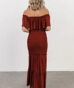 JH Dresses Amalfi Smocked Maxi Dress | Rust 15 JH Dresses Amalfi Smocked Maxi Dress | Rust