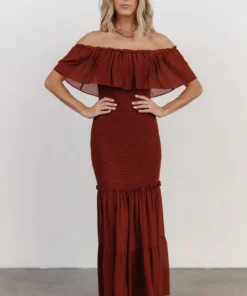 JH Dresses Amalfi Smocked Maxi Dress | Rust 17 JH Dresses Amalfi Smocked Maxi Dress | Rust