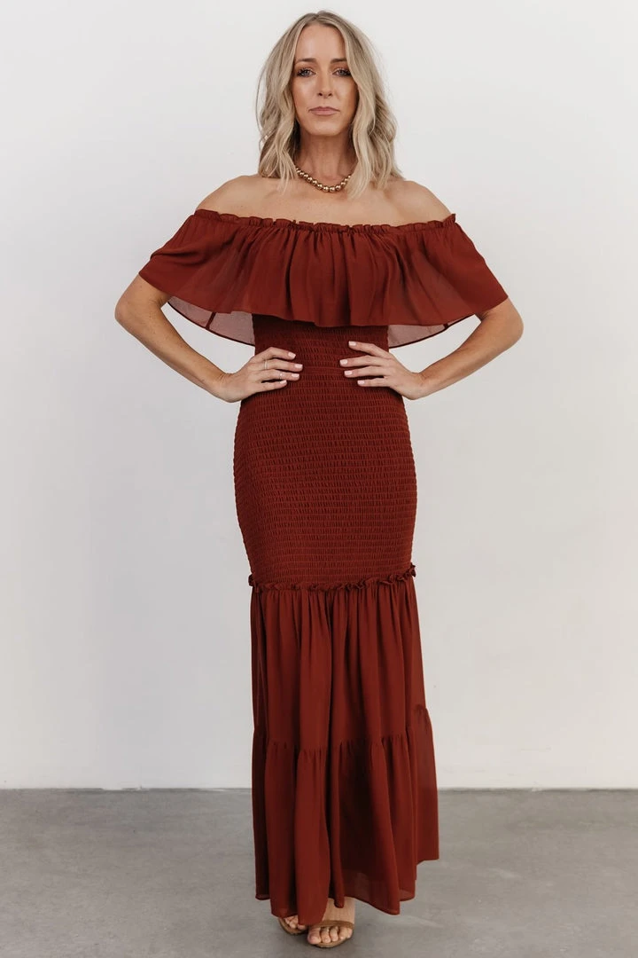 JH Dresses Amalfi Smocked Maxi Dress | Rust 8 JH Dresses Amalfi Smocked Maxi Dress | Rust