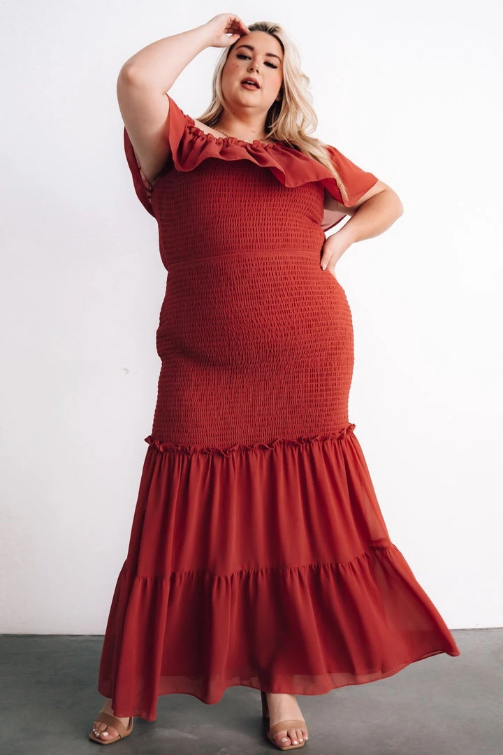 JH Dresses Amalfi Smocked Maxi Dress | Rust 2 JH Dresses Amalfi Smocked Maxi Dress | Rust