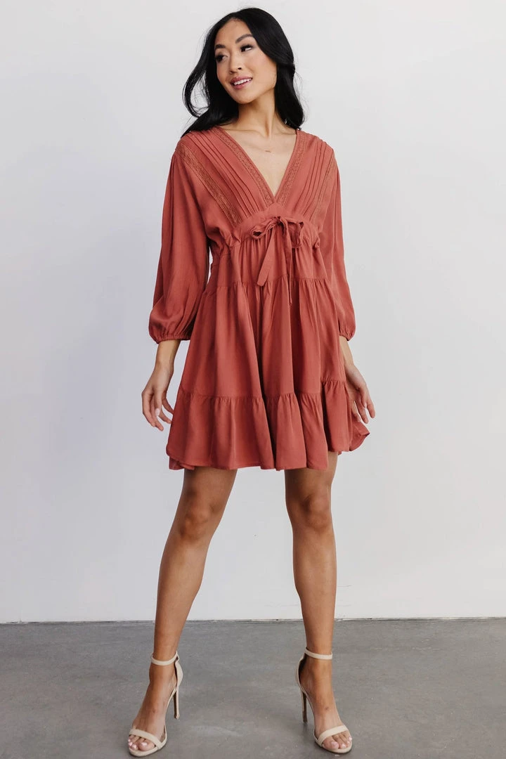 POL Dresses Amelia Boho Mini Dress | Rust 1 POL Dresses Amelia Boho Mini Dress | Rust