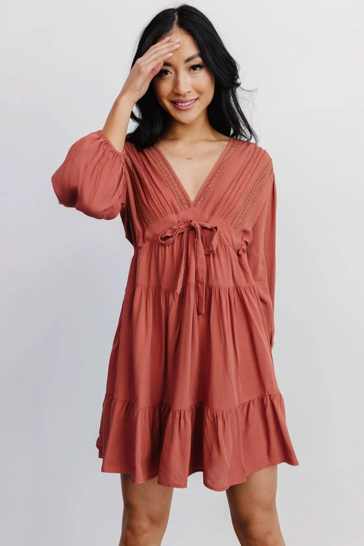 POL Dresses Amelia Boho Mini Dress | Rust 2 POL Dresses Amelia Boho Mini Dress | Rust