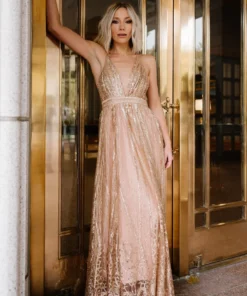 RR Anastasia Gown | Gold Sequin
