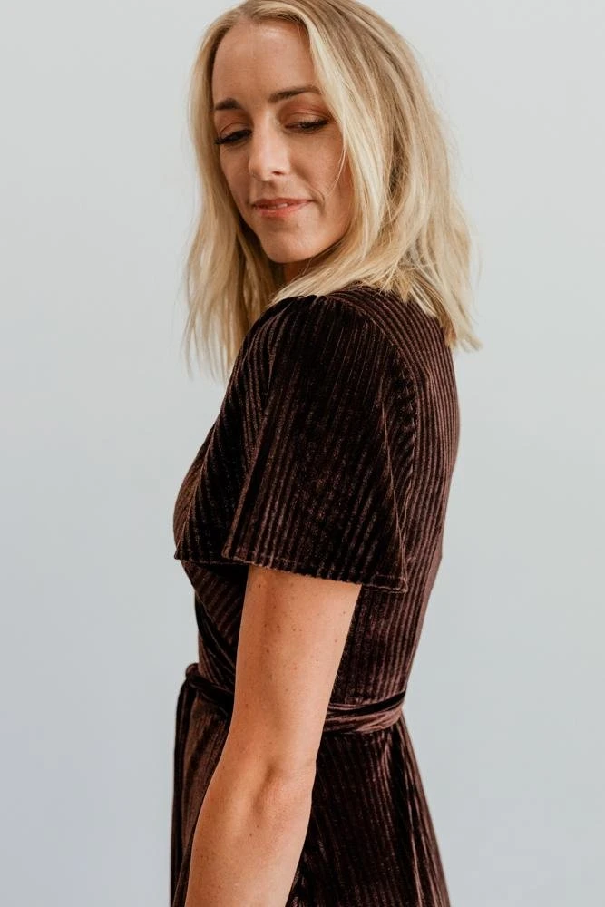 BB Custom Andi Ribbed Velvet Wrap Dress | Black Orchid Dresses 6 BB Custom Andi Ribbed Velvet Wrap Dress | Black Orchid Dresses