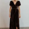 BB Custom Andi Ribbed Velvet Wrap Dress | Black Orchid Dresses