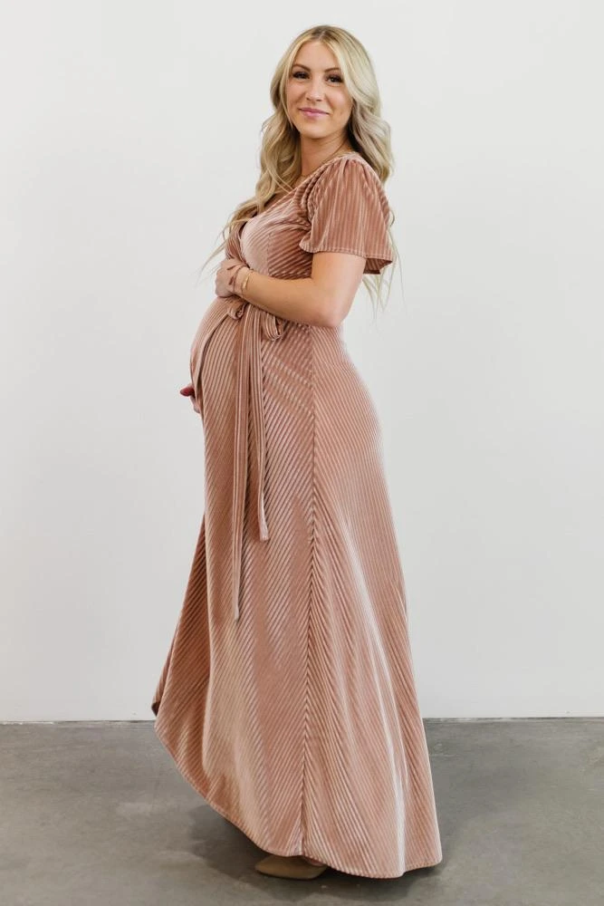 BB Custom Andi Ribbed Velvet Wrap Dress | Champagne Dresses 5 BB Custom Andi Ribbed Velvet Wrap Dress | Champagne Dresses