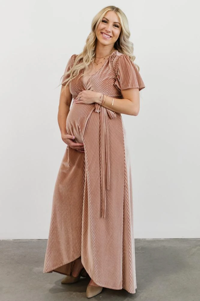 BB Custom Andi Ribbed Velvet Wrap Dress | Champagne Dresses 4 BB Custom Andi Ribbed Velvet Wrap Dress | Champagne Dresses